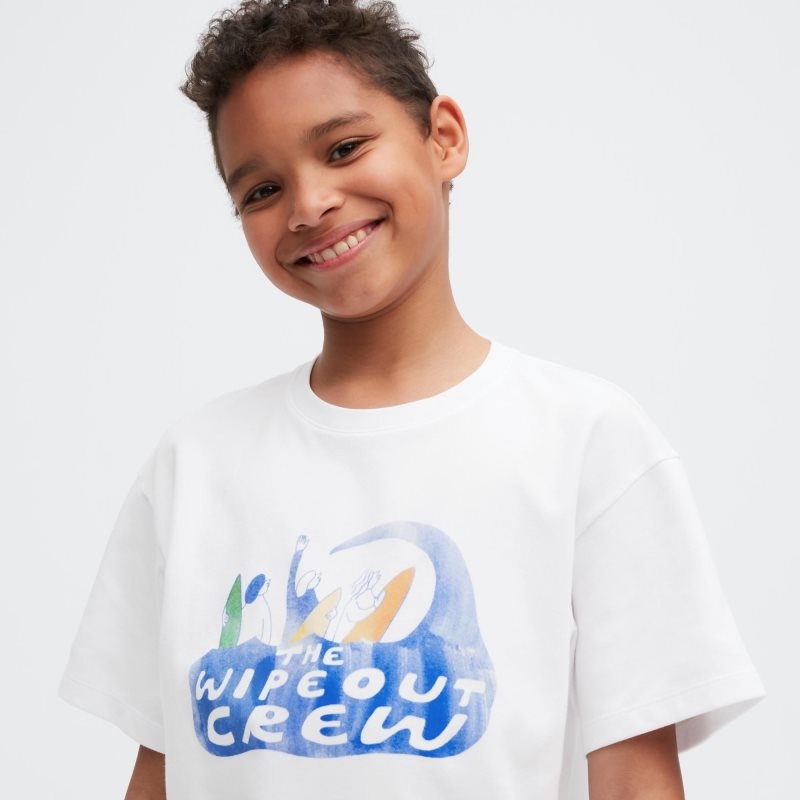 White Kids Uniqlo Airism Cotton Graphic Short-sleeve T Shirts | USA LGXAF-1027