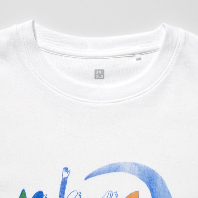 White Kids Uniqlo Airism Cotton Graphic Short-sleeve T Shirts | USA LGXAF-1027