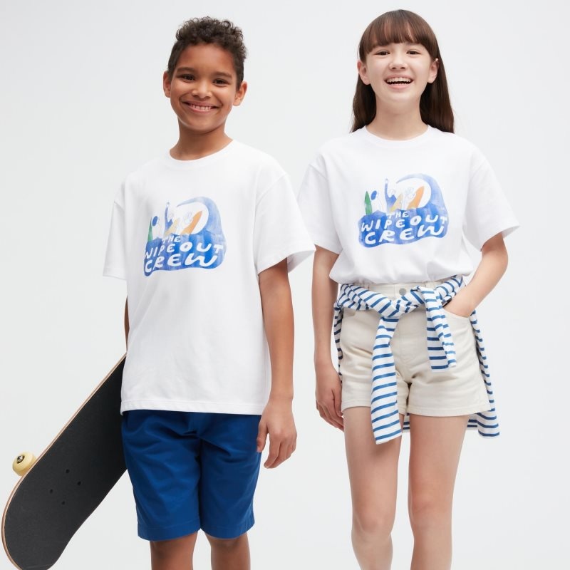 White Kids Uniqlo Airism Cotton Graphic Short-sleeve T Shirts | USA LGXAF-1027