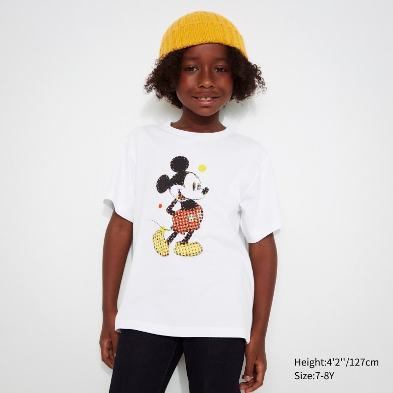 White Kids Uniqlo Mickey Stands Ut (Short Sleeve Graphic) T Shirts | USA FNODV-7261