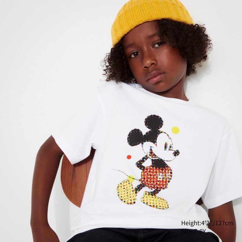 White Kids Uniqlo Mickey Stands Ut (Short Sleeve Graphic) T Shirts | USA FNODV-7261