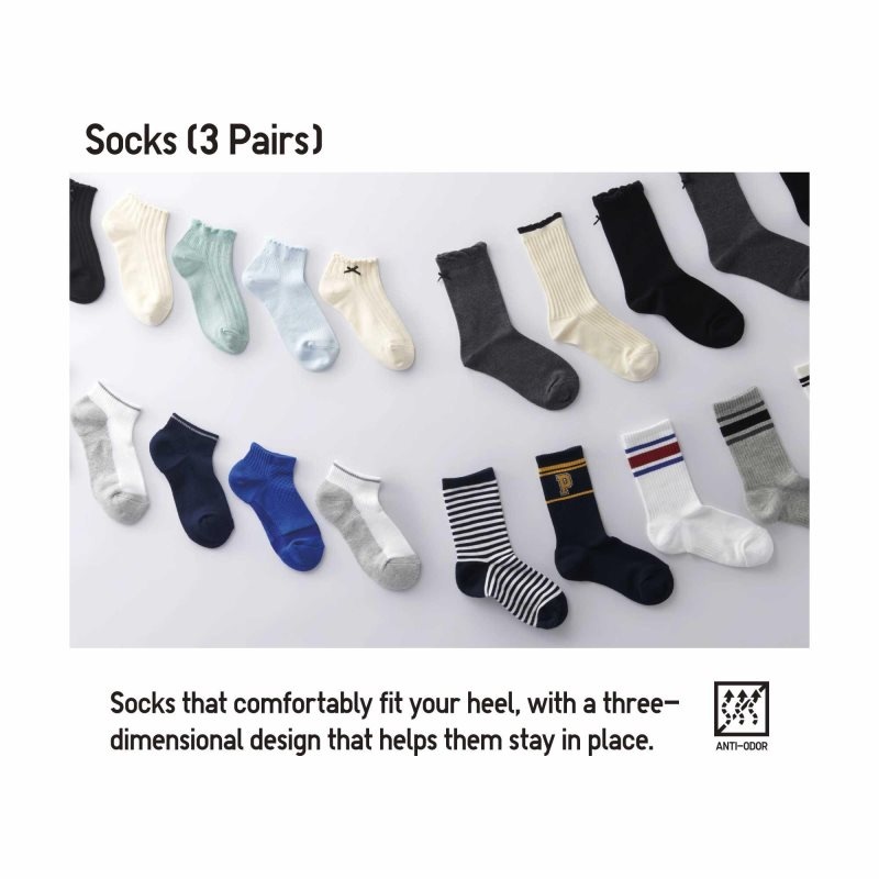 White Kids Uniqlo Regular 3 Pack Socks | USA TWVJK-2195