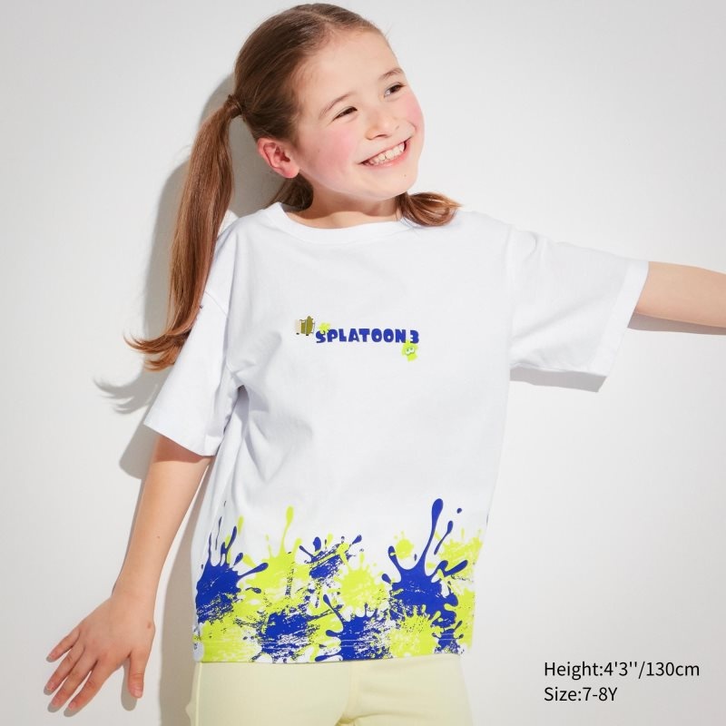 White Kids Uniqlo Splatoon 3 Ut (Short-sleeve Graphic) T Shirts | USA QBWGV-8206