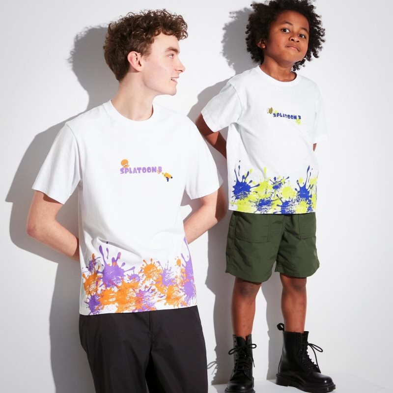 White Kids Uniqlo Splatoon 3 Ut (Short-sleeve Graphic) T Shirts | USA QBWGV-8206