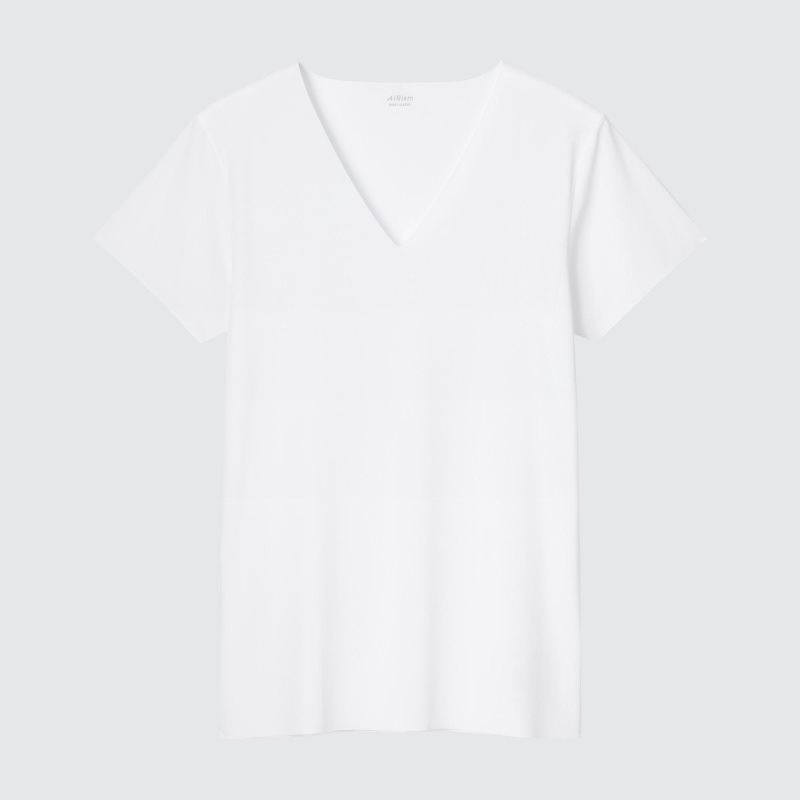 White Men Uniqlo Airism Mesh Anti-odor V-neck T Shirts | USA GWNHO-3589