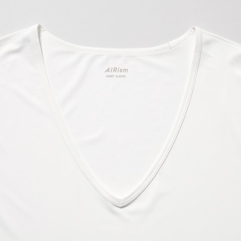 White Men Uniqlo Airism V-neck Short-sleeve T Shirts | USA WKOTB-4156