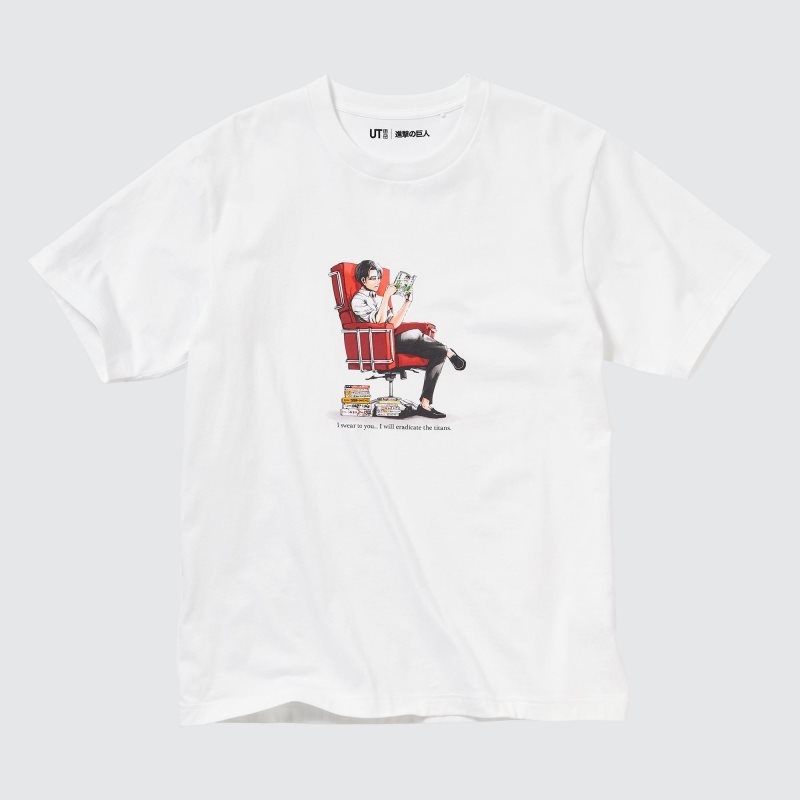 White Men Uniqlo Attack On Titan Ut (Short-sleeve Graphic) (The Captain Levi) T Shirts | USA UCEMN-8516