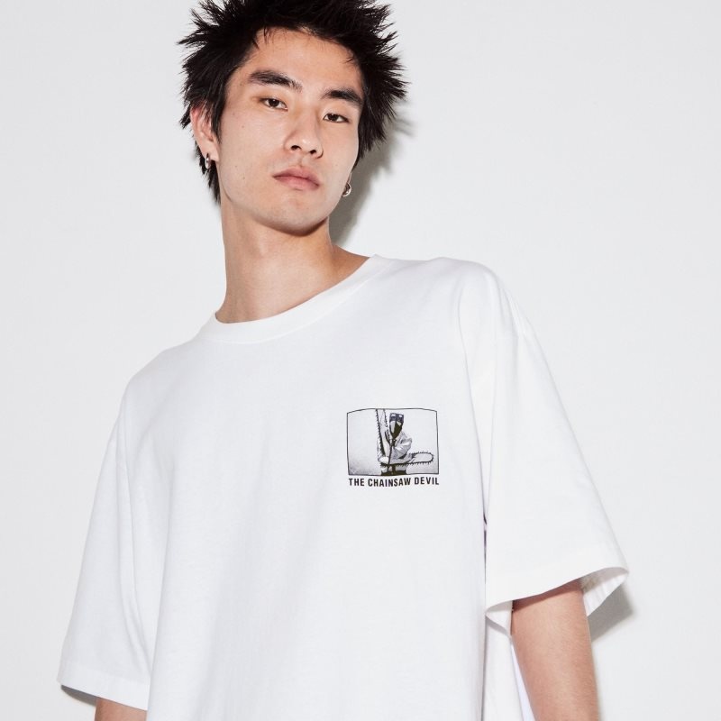 White Men Uniqlo Chainsaw Man × Kosuke Kawamura Short Sleeve Ut (Oversized) T Shirts | USA YPHLQ-7890