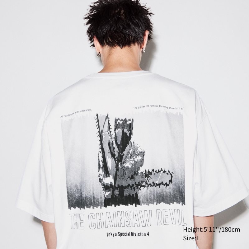 White Men Uniqlo Chainsaw Man × Kosuke Kawamura Short Sleeve Ut (Oversized) T Shirts | USA YPHLQ-7890