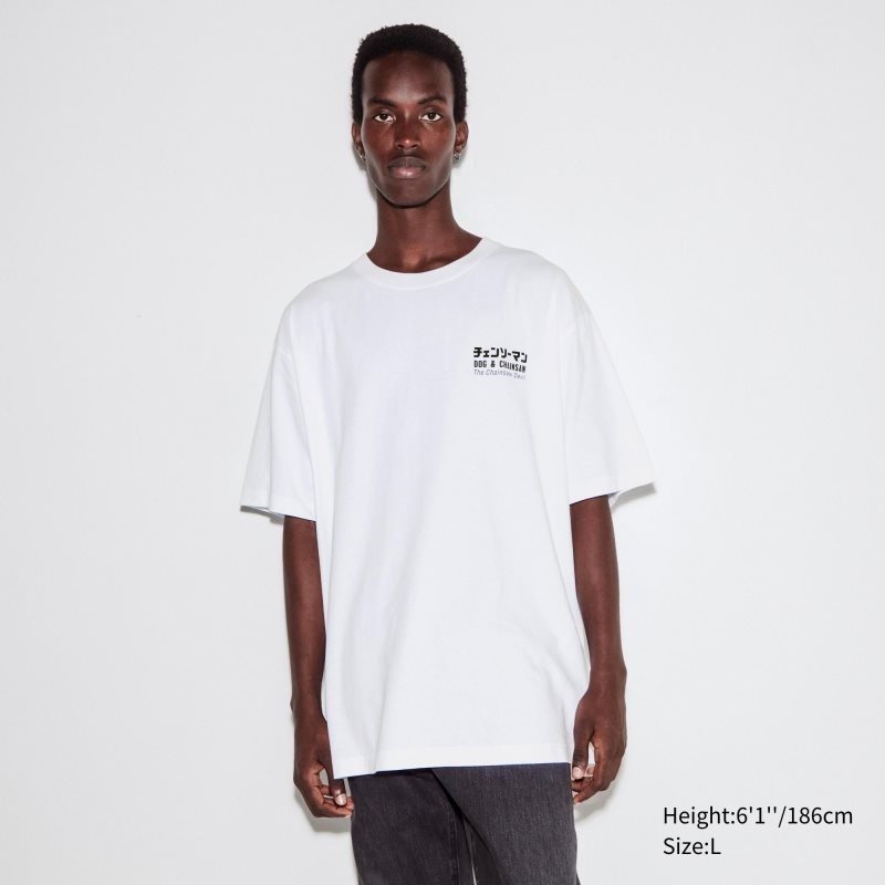 White Men Uniqlo Chainsaw Man × Kosuke Kawamura Short Sleeve Ut (Oversized) T Shirts | USA YHVLD-4361