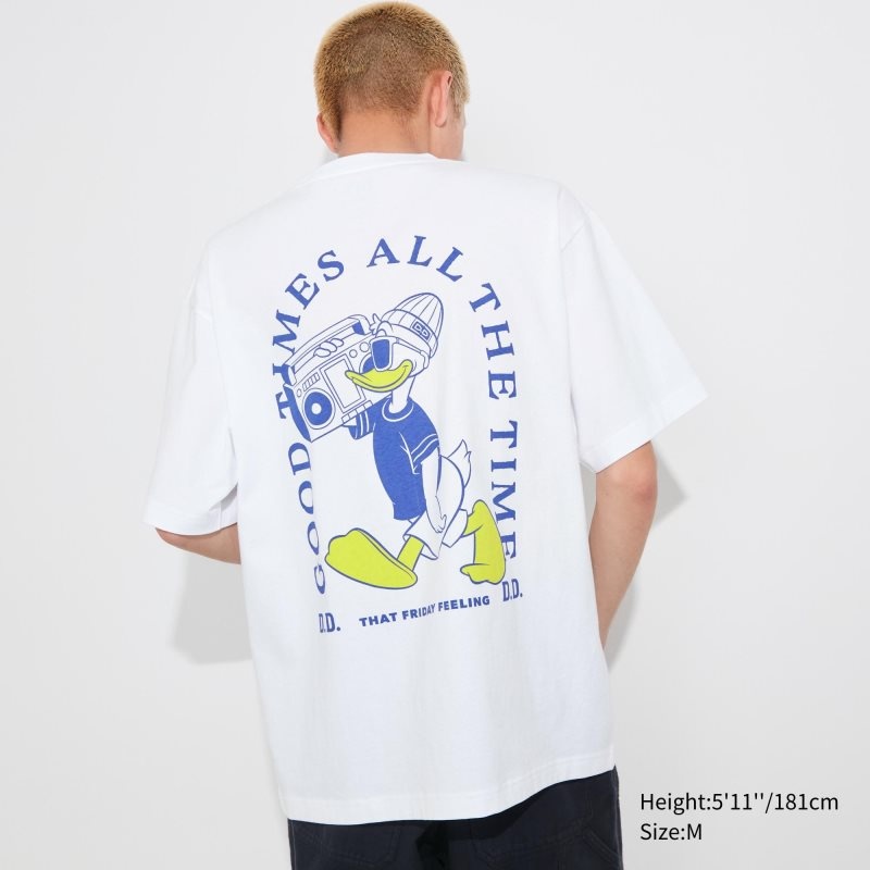 White Men Uniqlo Disney Good Vibes Ut (Oversized Short-sleeve Graphic) T Shirts | USA FUIWB-3570