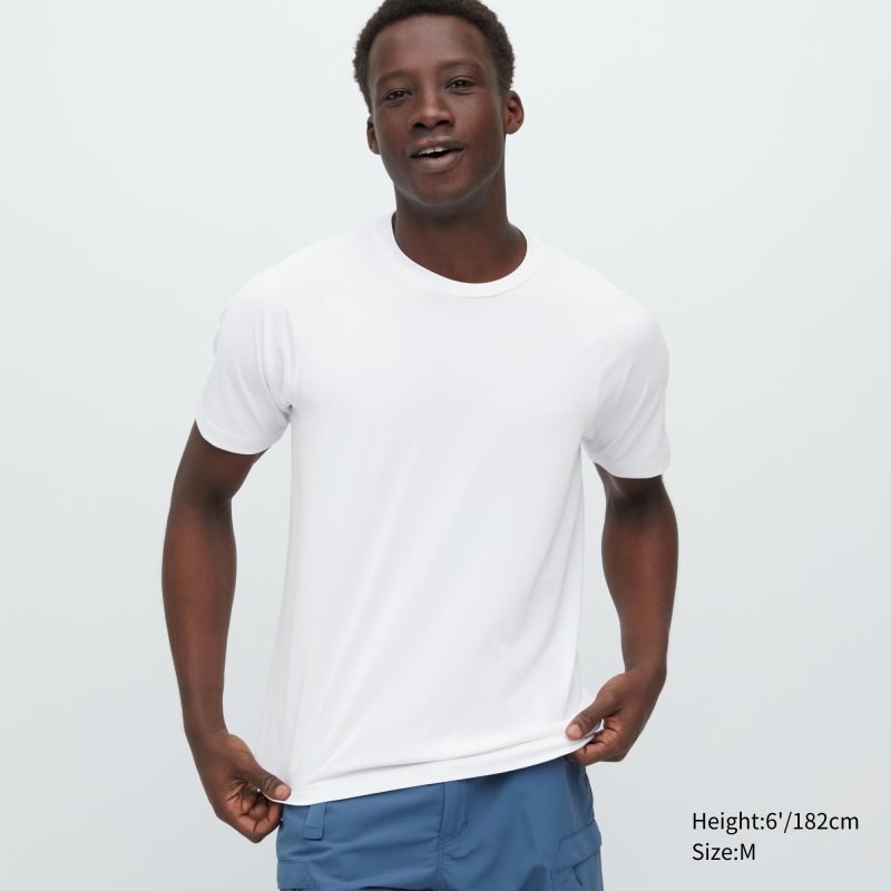 White Men Uniqlo Dry-ex Crew Neck Short-sleeve T Shirts | USA TZOHP-5183