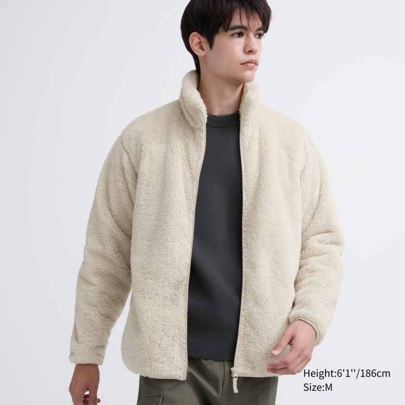 White Men Uniqlo Fluffy Yarn Fleece Full-zip Jackets | USA LTVMK-3981