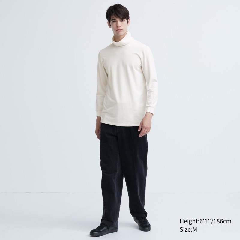 White Men Uniqlo Heattech Extra Warm Cotton Turtleneck T Shirts | USA JZKUT-0941