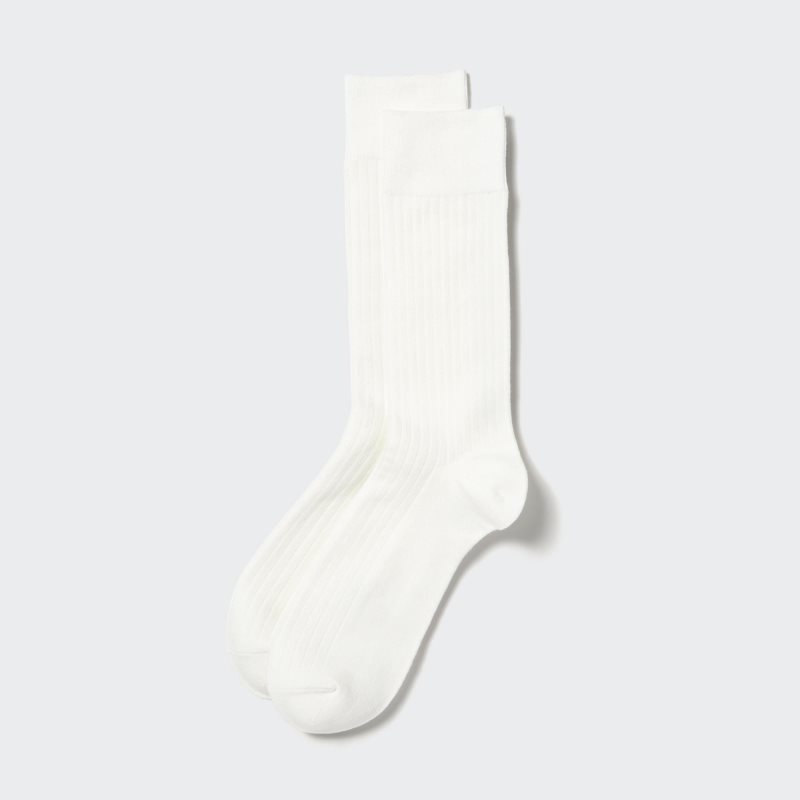 White Men Uniqlo Heattech Wide Ribbed Socks | USA TZSQC-5410