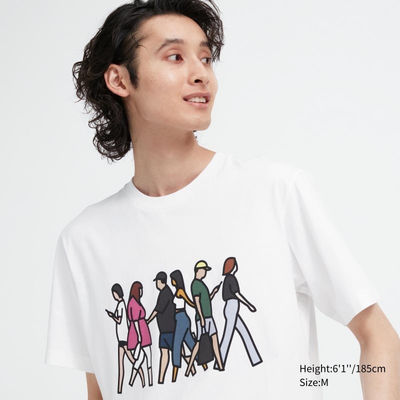 White Men Uniqlo Peace For All (Julian Opie) (Short-sleeve Graphic) T Shirts | USA JBIET-9813