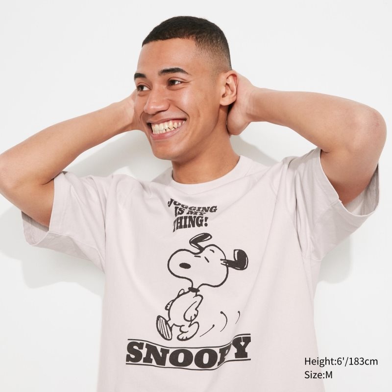 White Men Uniqlo Retro Peanuts Ut (Oversized Short-sleeve Graphic) T Shirts | USA UNAWC-5938