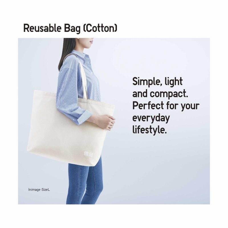 White Men Uniqlo Reusable Tote (Medium) Bags | USA KOCSJ-5924