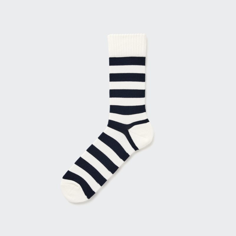 White Men Uniqlo Soft Pile Striped Socks | USA YOMEL-1695