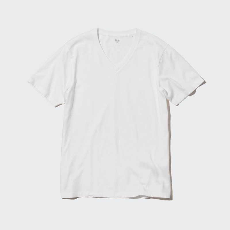 White Men Uniqlo Supima® Cotton V-neck Short-sleeve (2022 Edition) T Shirts | USA KWNPT-6850