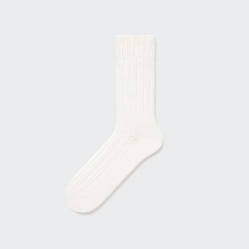 White Men Uniqlo Wide-ribbed Socks | USA QKECS-8107