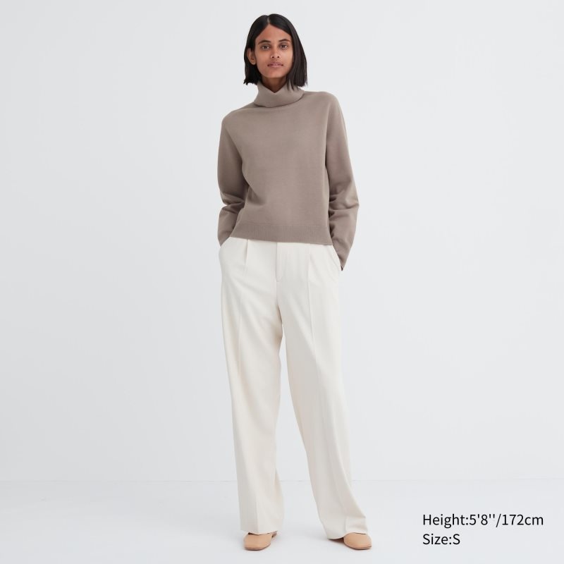 White Women Uniqlo 3d Knit Souffle Yarn Long Sleeve Sweaters | USA INHPV-6901