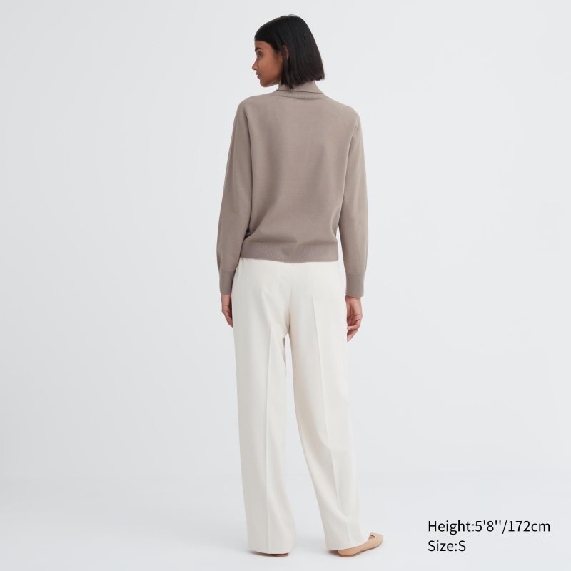 White Women Uniqlo 3d Knit Souffle Yarn Long Sleeve Sweaters | USA INHPV-6901