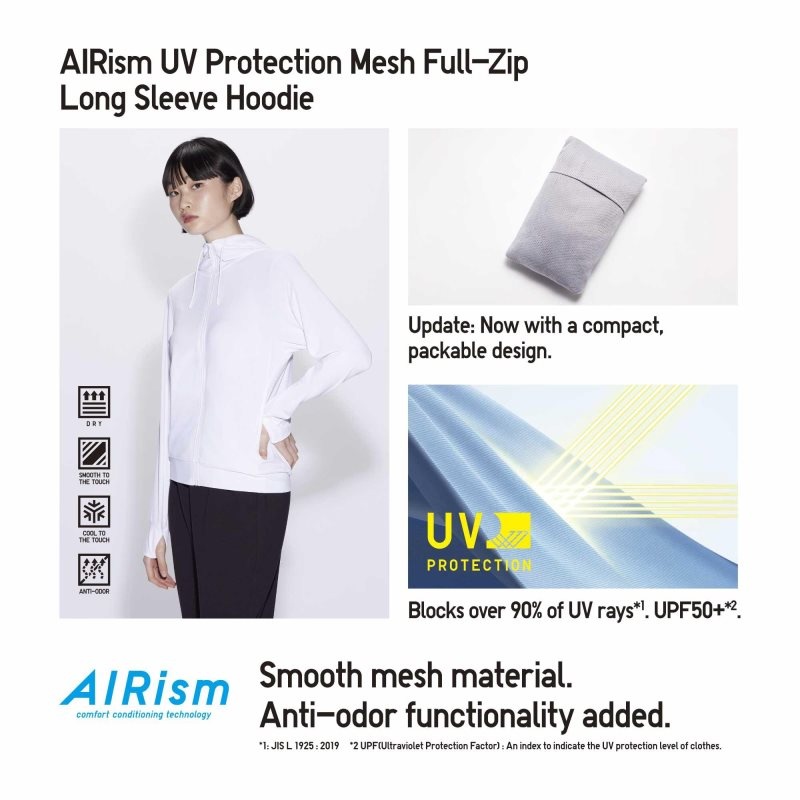 White Women Uniqlo Airism Mesh Uv Protection Full-zip Hoodie | USA BOGKM-6542