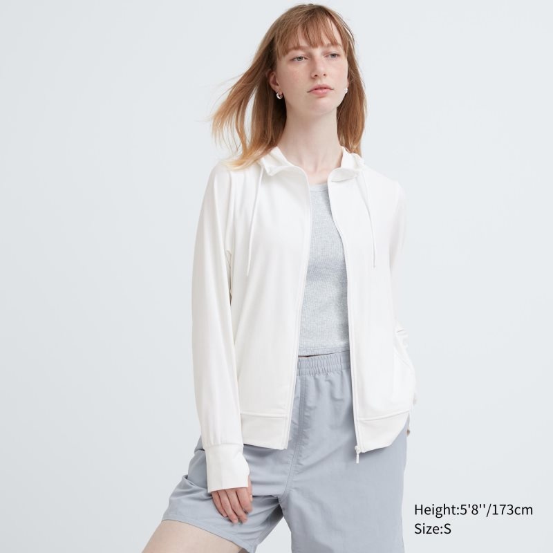 White Women Uniqlo Airism Mesh Uv Protection Full-zip Hoodie | USA BOGKM-6542