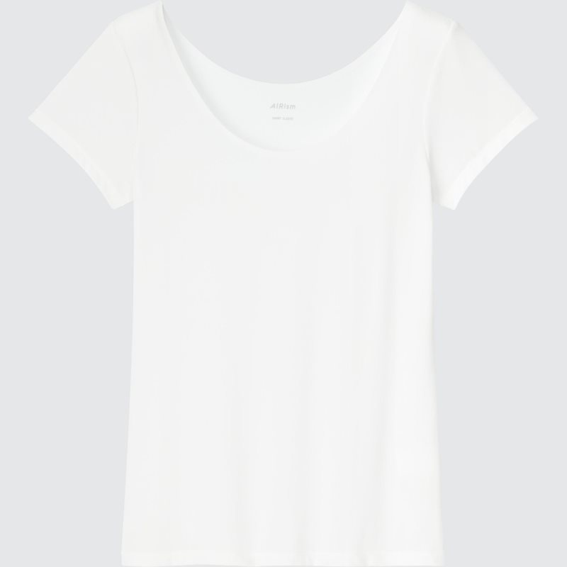 White Women Uniqlo Airism Scoop Neck Short-sleeve T Shirts | USA QSATU-8409