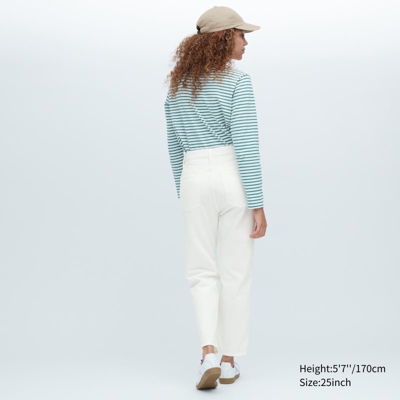 White Women Uniqlo Boyfriend Tapered (Ankle Length) Jeans | USA GVOCW-3095