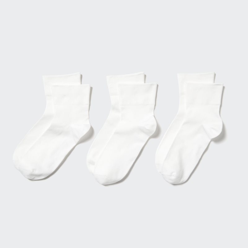 White Women Uniqlo Crew Tapered (3 Pairs) Socks | USA SNYRI-8673