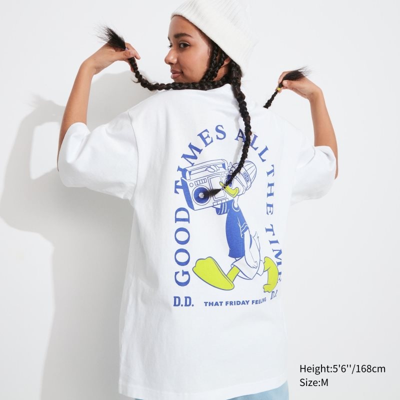 White Women Uniqlo Disney Good Vibes Ut (Oversized Short-sleeve Graphic) T Shirts | USA QMRSY-0348