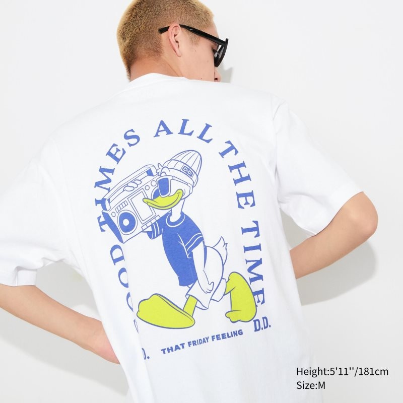 White Women Uniqlo Disney Good Vibes Ut (Oversized Short-sleeve Graphic) T Shirts | USA QMRSY-0348