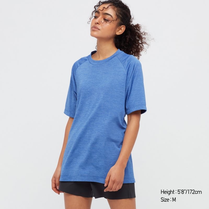 White Women Uniqlo Dry-ex Crew Neck Short-sleeve (Printed) T Shirts | USA JHBQR-4103