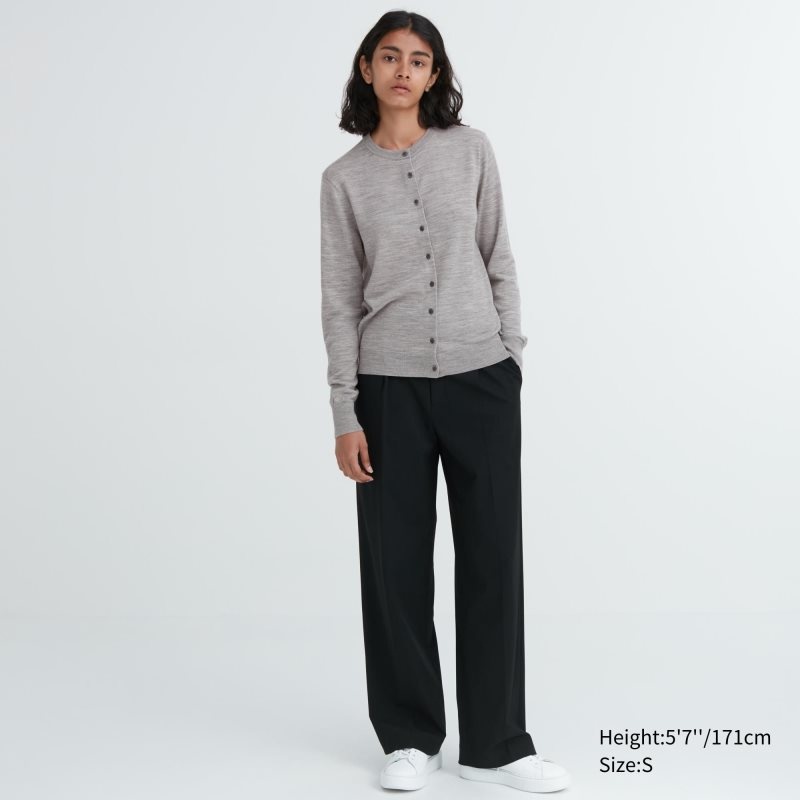 White Women Uniqlo Extra Fine Merino Crew Neck Cardigan | USA DCBMH-7396