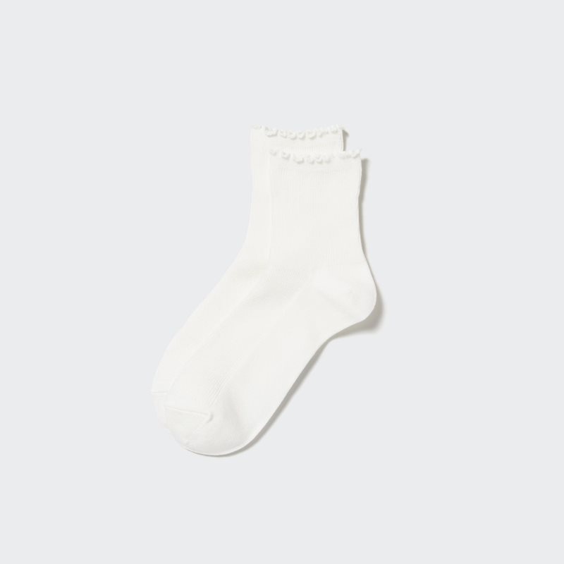 White Women Uniqlo Heattech Crew Mellow Socks | USA GEXVI-8671