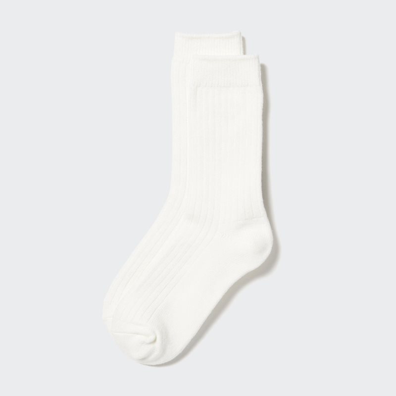 White Women Uniqlo Heattech Ribbed Socks | USA WXYEM-3869