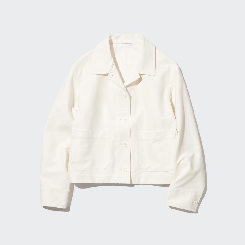 White Women Uniqlo Jersey Relaxed Jackets | USA KBZXT-8761