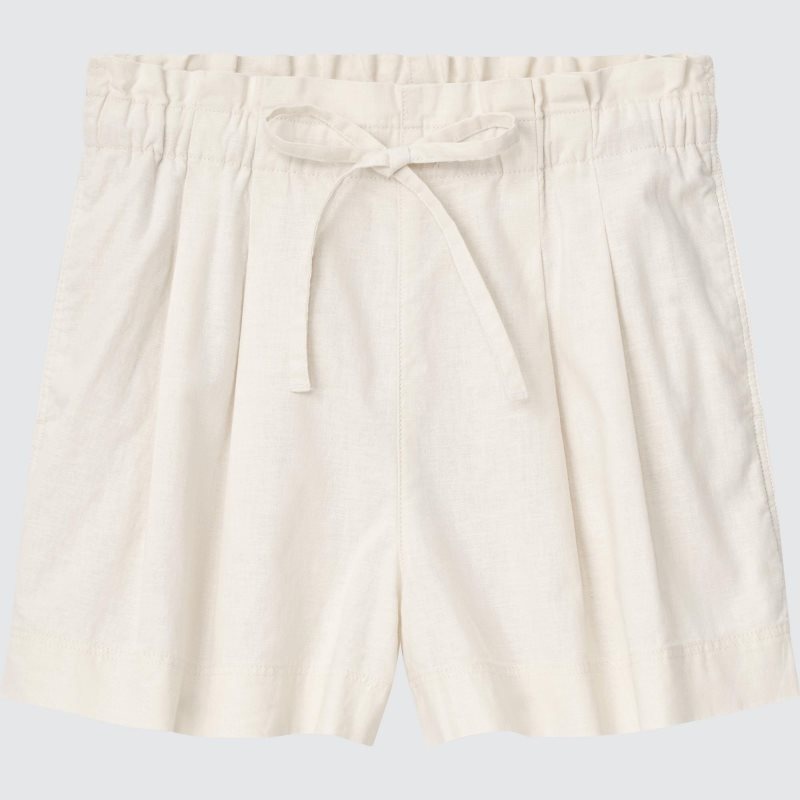 White Women Uniqlo Linen-cotton Shorts | USA HBKAW-0263