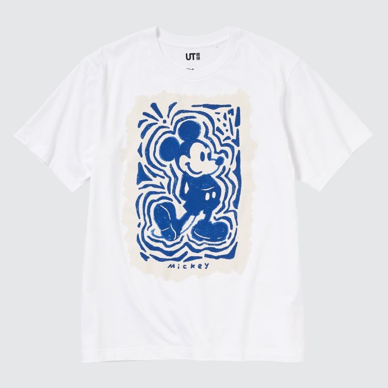 White Women Uniqlo Mickey Stands Ut (Short Sleeve Graphic) T Shirts | USA JFYDO-1597