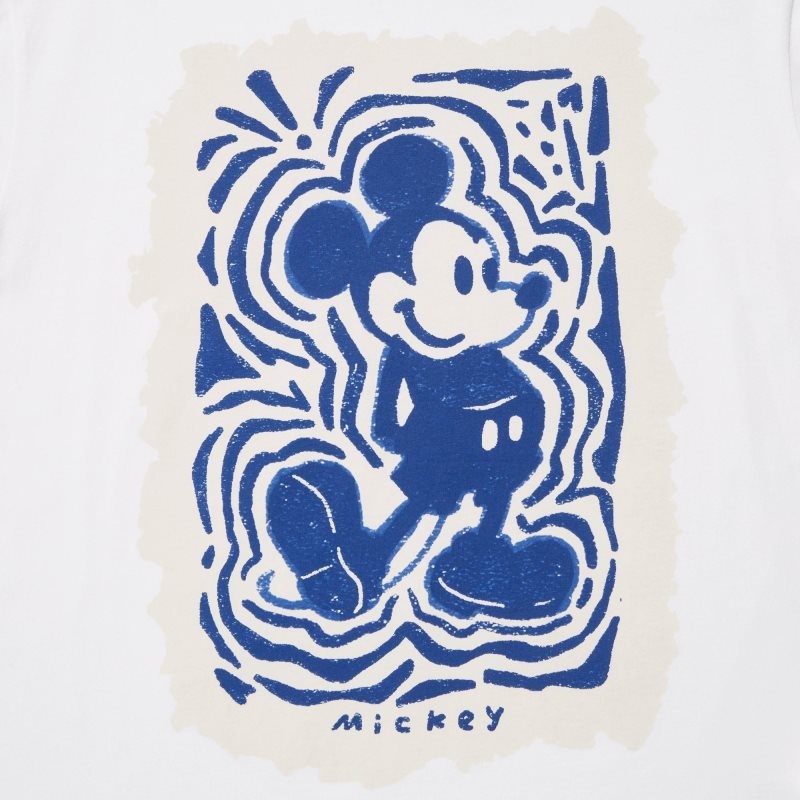 White Women Uniqlo Mickey Stands Ut (Short Sleeve Graphic) T Shirts | USA JFYDO-1597