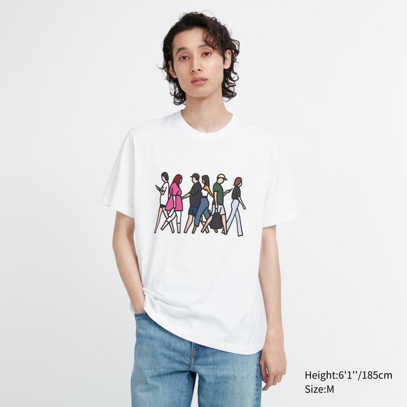 White Women Uniqlo Peace For All (Julian Opie) (Short-sleeve Graphic) T Shirts | USA WPREH-0384