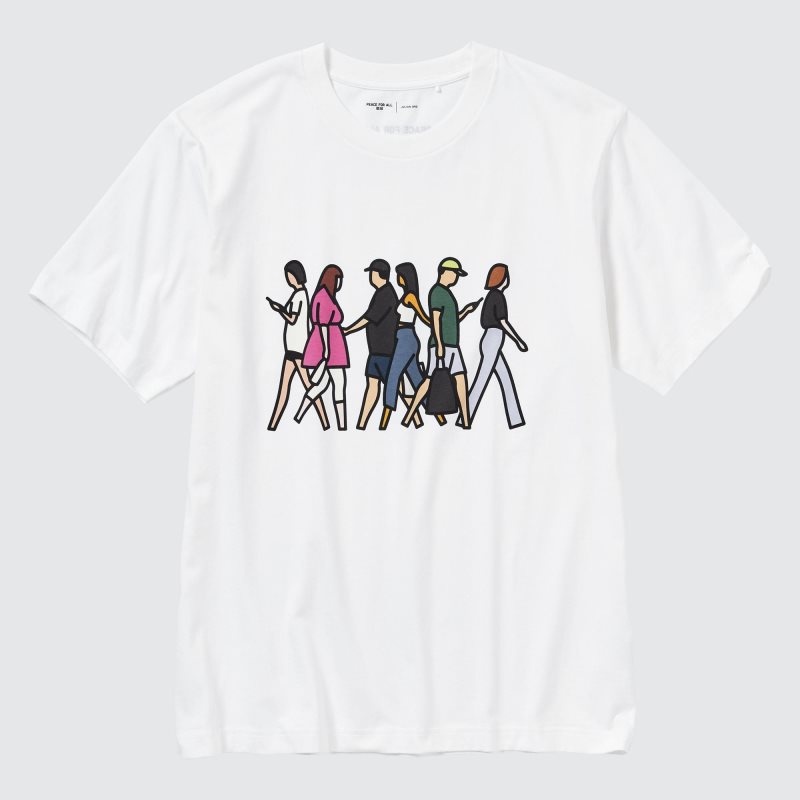 White Women Uniqlo Peace For All (Julian Opie) (Short-sleeve Graphic) T Shirts | USA WPREH-0384