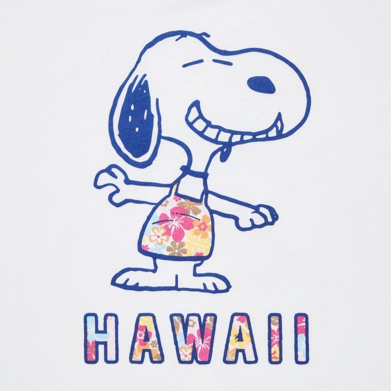 White Women Uniqlo Peanuts Hawaii Ut (Short-sleeve Graphic) T Shirts | USA GTFBR-0825