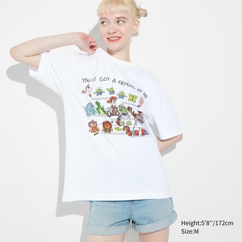 White Women Uniqlo Pixar Art Ut (Short-sleeve Graphic) (Kazuma Mikami) T Shirts | USA DNLVG-1546