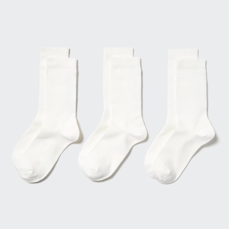 White Women Uniqlo Ribbed (3 Pairs) Socks | USA ELCFY-3092