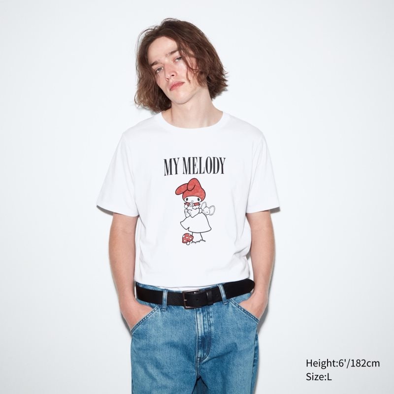 White Women Uniqlo Sanrio Characters: Kuromi & My Melody Ut (Short-sleeve Graphic) T Shirts | USA KLYGV-0378