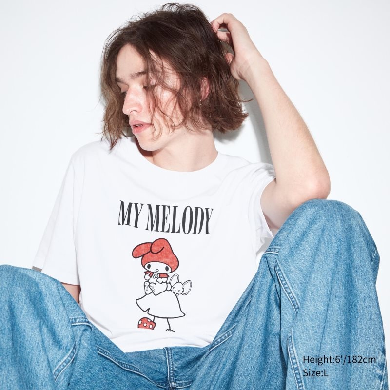 White Women Uniqlo Sanrio Characters: Kuromi & My Melody Ut (Short-sleeve Graphic) T Shirts | USA KLYGV-0378