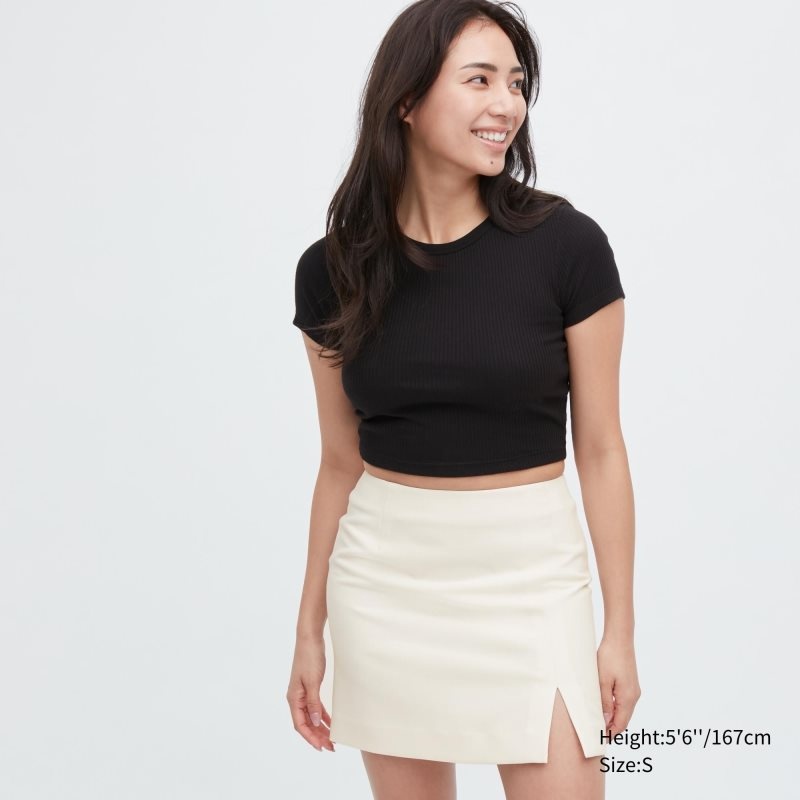 White Women Uniqlo Slit Mini Skirts | USA JMWTB-4635